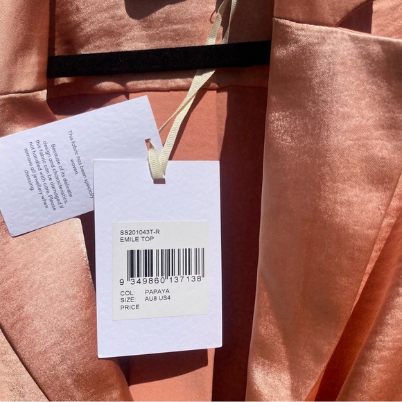Significant Other, Papaya Pink Emile Top, Satin Long-sleeve (NWT) - Picture 5 of 7